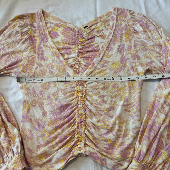 Free People Small Say the Word Ruched Abstract Floral Long Sleeve Top - Picture 5 of 8